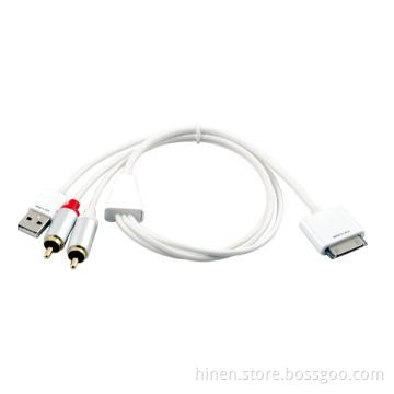 Apple Dock Adapter to R/L Cable with USB Supports Mac OS and Windows